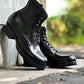 Land boots MTO- Black Maryam oiled and waxy leather-B23601