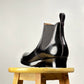 C-2615-Chelsea boots MTO- Black Maryam Horsebutt oiled and waxy with hand painting-V6 Last