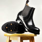 C-2615-Chelsea boots MTO- Black Maryam Horsebutt oiled and waxy with hand painting-V6 Last