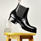 C-2615-Chelsea boots MTO- Black Maryam Horsebutt oiled and waxy with hand painting-V6 Last