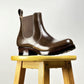 C-2615-Chelsea boots MTO- Coffee Maryam Horsebutt oiled and waxy with hand painting- V6 Last