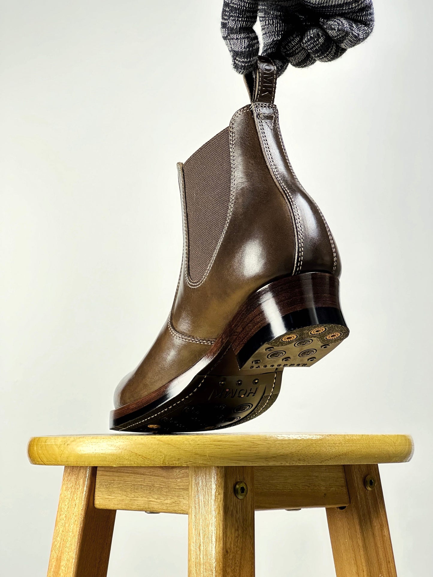 C-2615-Chelsea boots MTO- Coffee Maryam Horsebutt oiled and waxy with hand painting- V6 Last