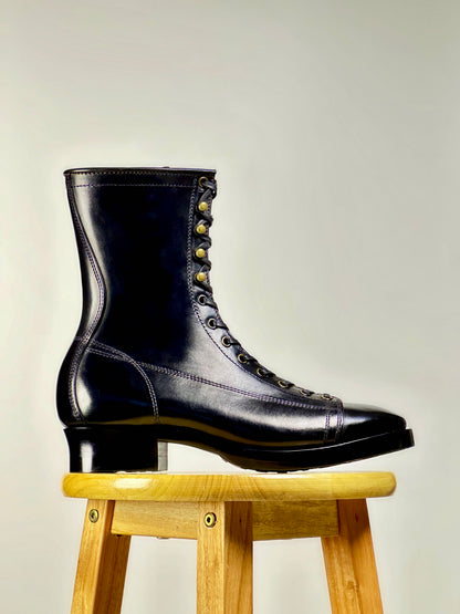 Monkey Boots  MTO- Black Maryam Horsebutt oiled and waxy with hand painting-DN101