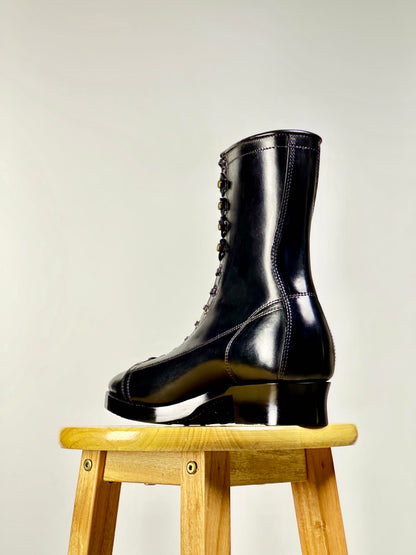 Monkey Boots  MTO- Black Maryam Horsebutt oiled and waxy with hand painting-DN101