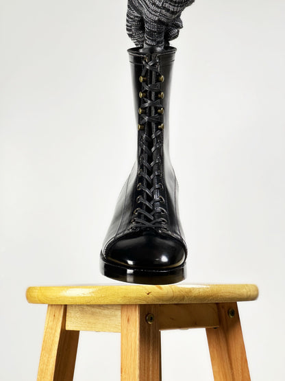 Monkey Boots  MTO- Black Maryam Horsebutt oiled and waxy with hand painting-DN101