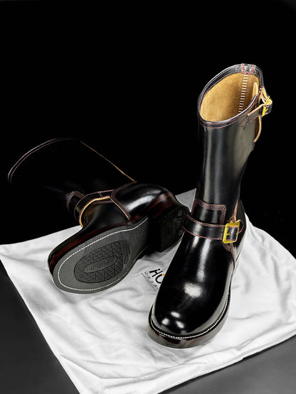 Engineer Boots 11" MTO- Black Horween CXL  with hand painting-BG2383