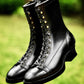 Monkey Boots  MTO- Black Maryam Horsebutt oiled and waxy with hand painting-DN101