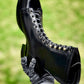 Monkey Boots  MTO- Black Maryam Horsebutt oiled and waxy with hand painting-DN101