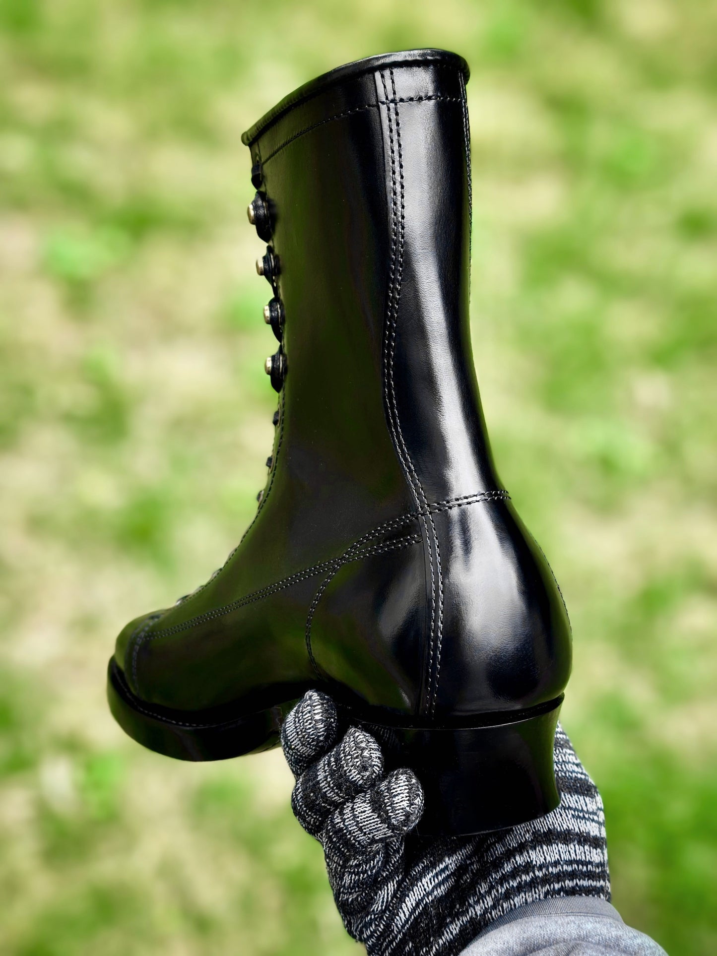 Monkey Boots  MTO- Black Maryam Horsebutt oiled and waxy with hand painting-DN101