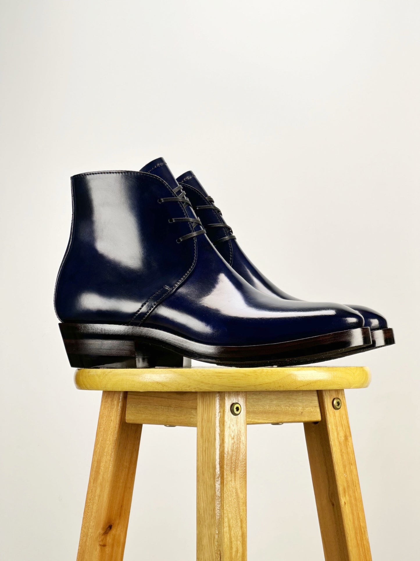 George Boots MTO - Maryam Shell Cordovan with hand painting in dark blue- QZ01