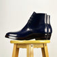 George Boots MTO - Maryam Shell Cordovan with hand painting in dark blue- QZ01