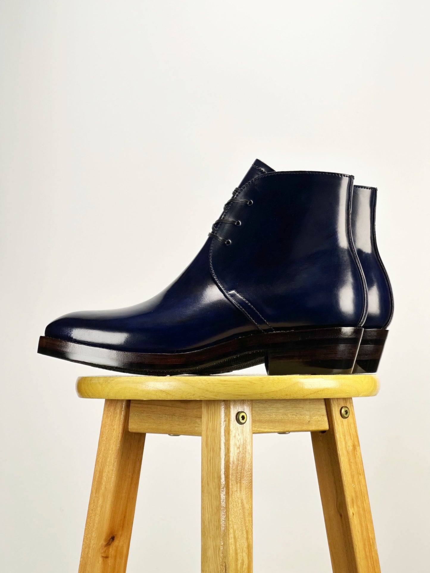 George Boots MTO - Maryam Shell Cordovan with hand painting in dark blue- QZ01