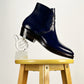 George Boots MTO - Maryam Shell Cordovan with hand painting in dark blue- QZ01