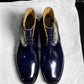 George Boots MTO - Maryam Shell Cordovan with hand painting in dark blue- QZ01