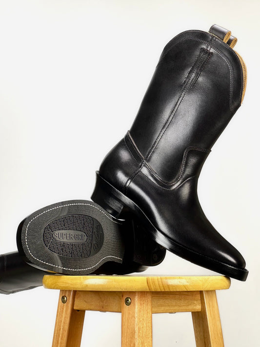 CowBoy Boots -Black Full grain teacore cowhide