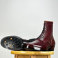 Woodcutting boots - Oiled and waxy cowhide with hand painting in Burgundy