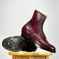 Woodcutting boots - Oiled and waxy cowhide with hand painting in Burgundy