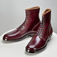 Woodcutting boots - Oiled and waxy cowhide with hand painting in Burgundy