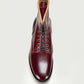 Woodcutting boots - Oiled and waxy cowhide with hand painting in Burgundy