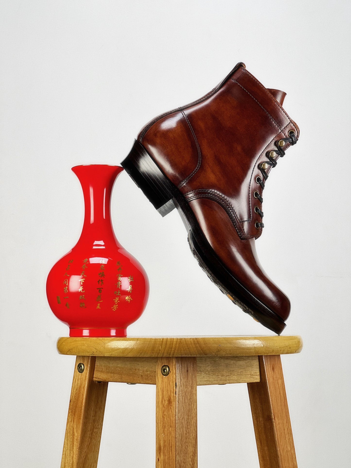 A-6818-Land boots MTO- Maryam Shell Cordovan+ hand painting