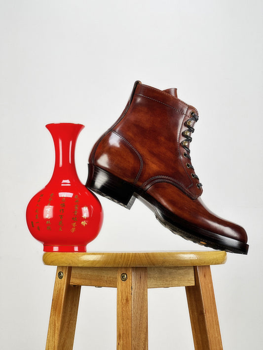 6818-Land boots MTO- Maryam Shell Cordovan+ hand painting