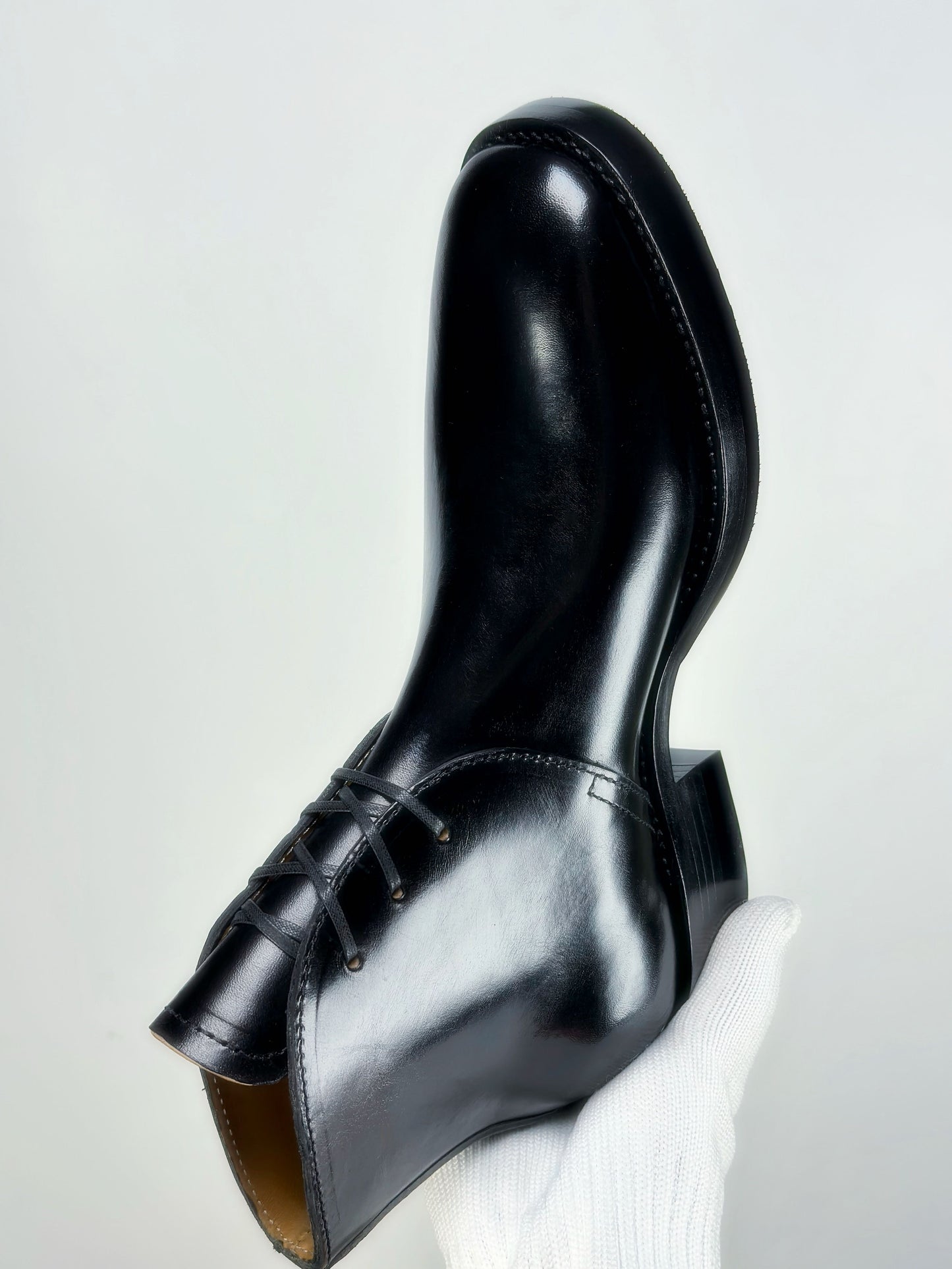 George Boots MTO - Black Maryma Horsebutt TPR hand painting- Slanted heel