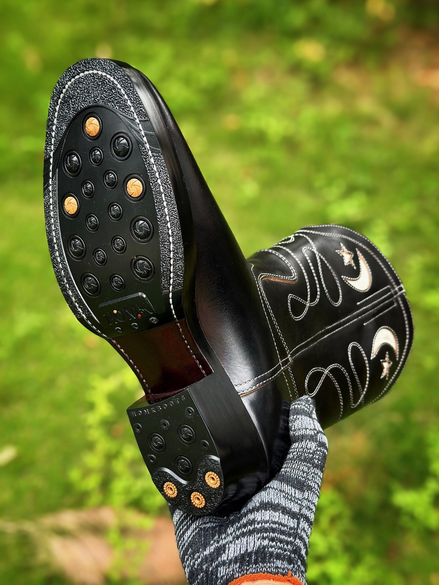 Moon&Star CowBoy Boots -Black Full grain teacore cowhide