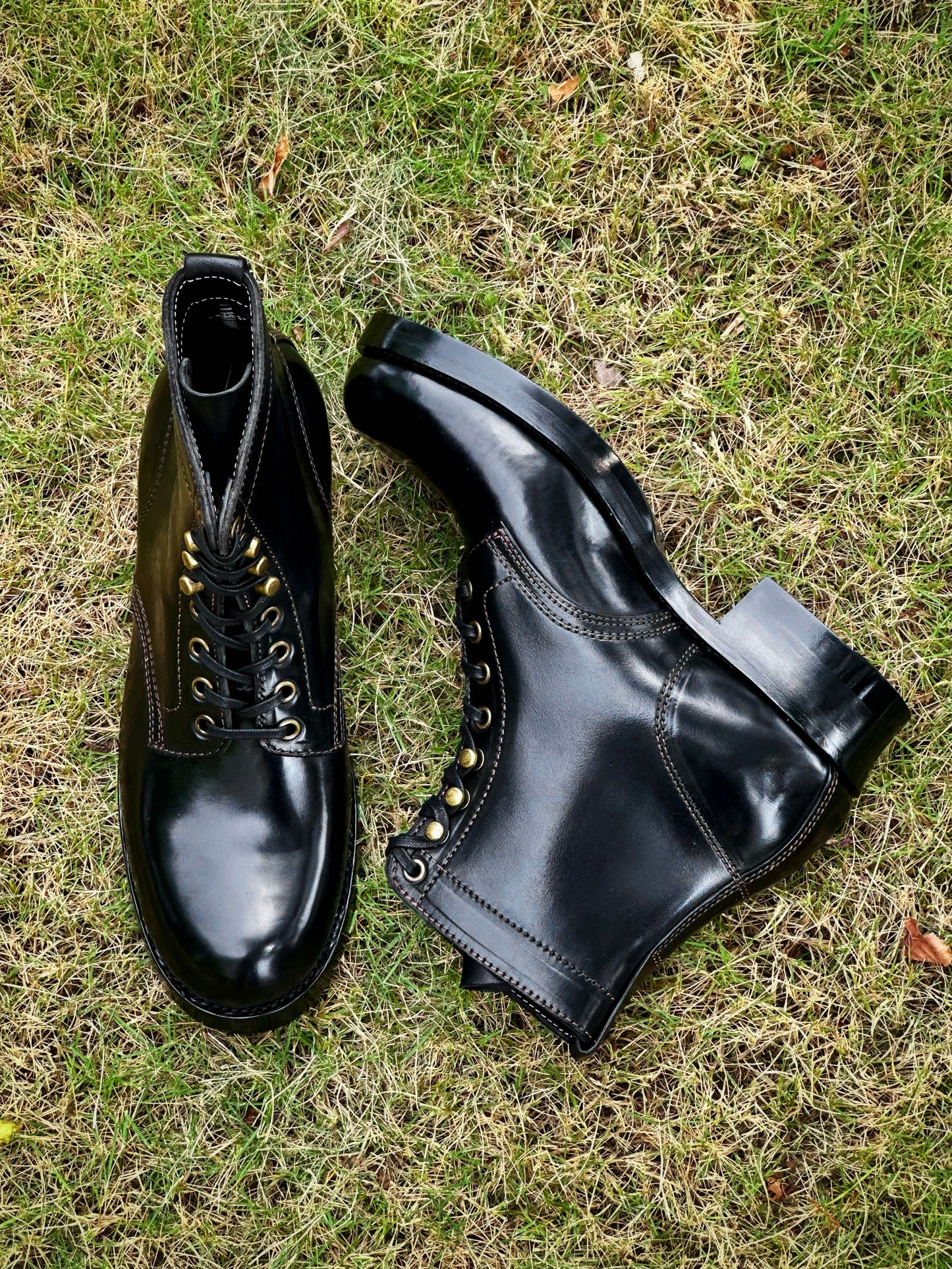 Land boots MTO- Black Maryam oiled and waxy leather-B23601