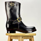 Engineer Boots 9" MTO- Black Maryam Horsebutt oiled and waxy with hand painting-BG2382