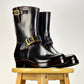 Engineer Boots 9" MTO- Black Maryam Horsebutt oiled and waxy with hand painting-BG2382