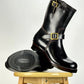 Engineer Boots 9" MTO- Black Maryam Horsebutt oiled and waxy with hand painting-BG2382